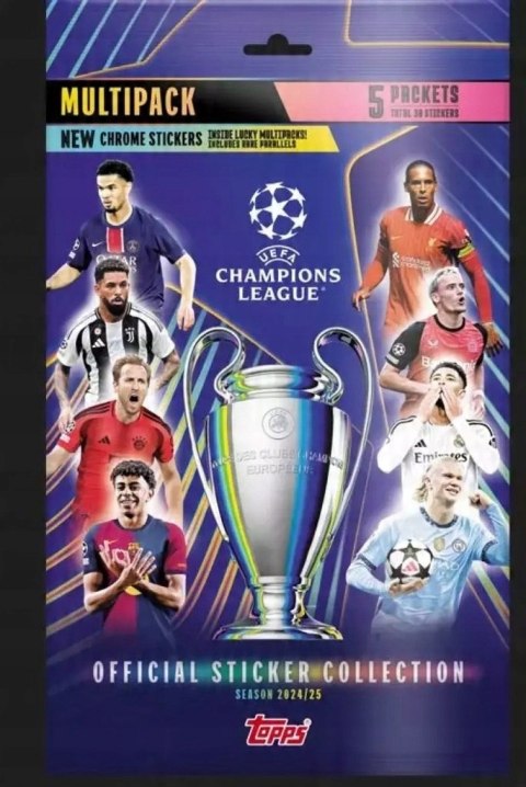 MULTIPACK 5x SASZETKA TOPPS UEFA CHAMPIONS LEAGUE 2025 30 NAKLEJEK