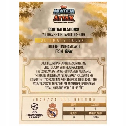 BELLINGHAM Ultimate Talent El Maestro de Madrid UTB-JB Match Attax 2024/25