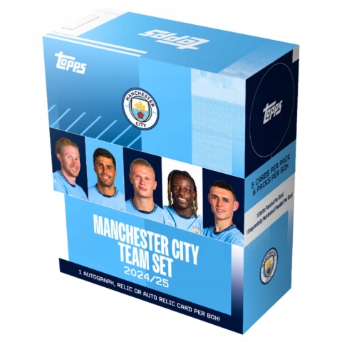 Manchester CITY Team Set 2024/25 Topps Karty Piłkarskie Autograf lub Relic