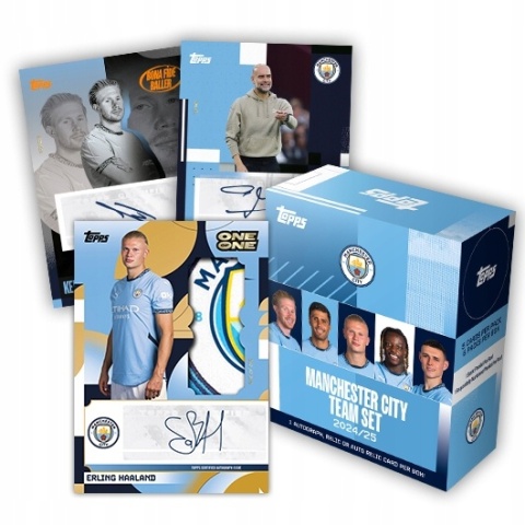 Manchester CITY Team Set 2024/25 Topps Karty Piłkarskie Autograf lub Relic