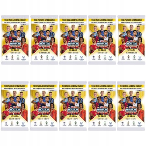 Match Attax Extra 2025 Topps UEFA Zestaw 10 saszetek 120 Kart Piłkarskich