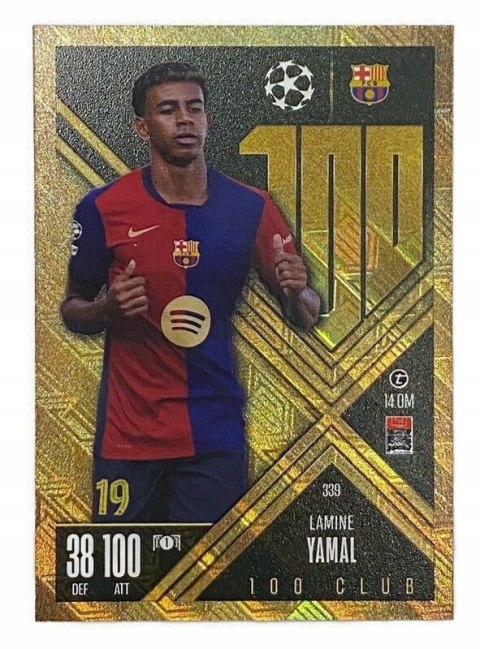 TOPPS MATCH ATTAX EXTRA 2024 2025 100 CLUB Lamine Yamal BARCELONA 339