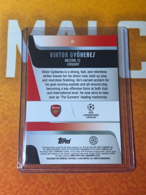 Viktor Gyokeres /25 Orange Raindrop Refractor Arsenal Topps UCC 2025-26