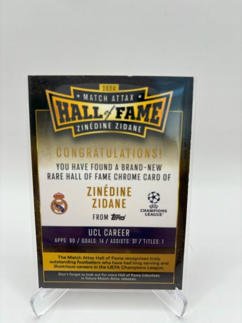 ZINEDINE ZIDANE HALL OF FAME MATCH ATTAX 2025 KARTA PIŁKARSKA
